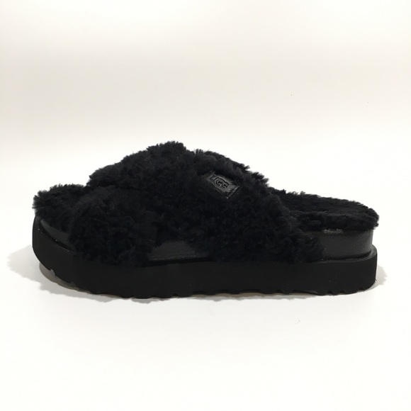 UGG Fuzz Sugar Cross Slide Women’s Sandals -Black -US 8 -NEW - Picture 3 of 8